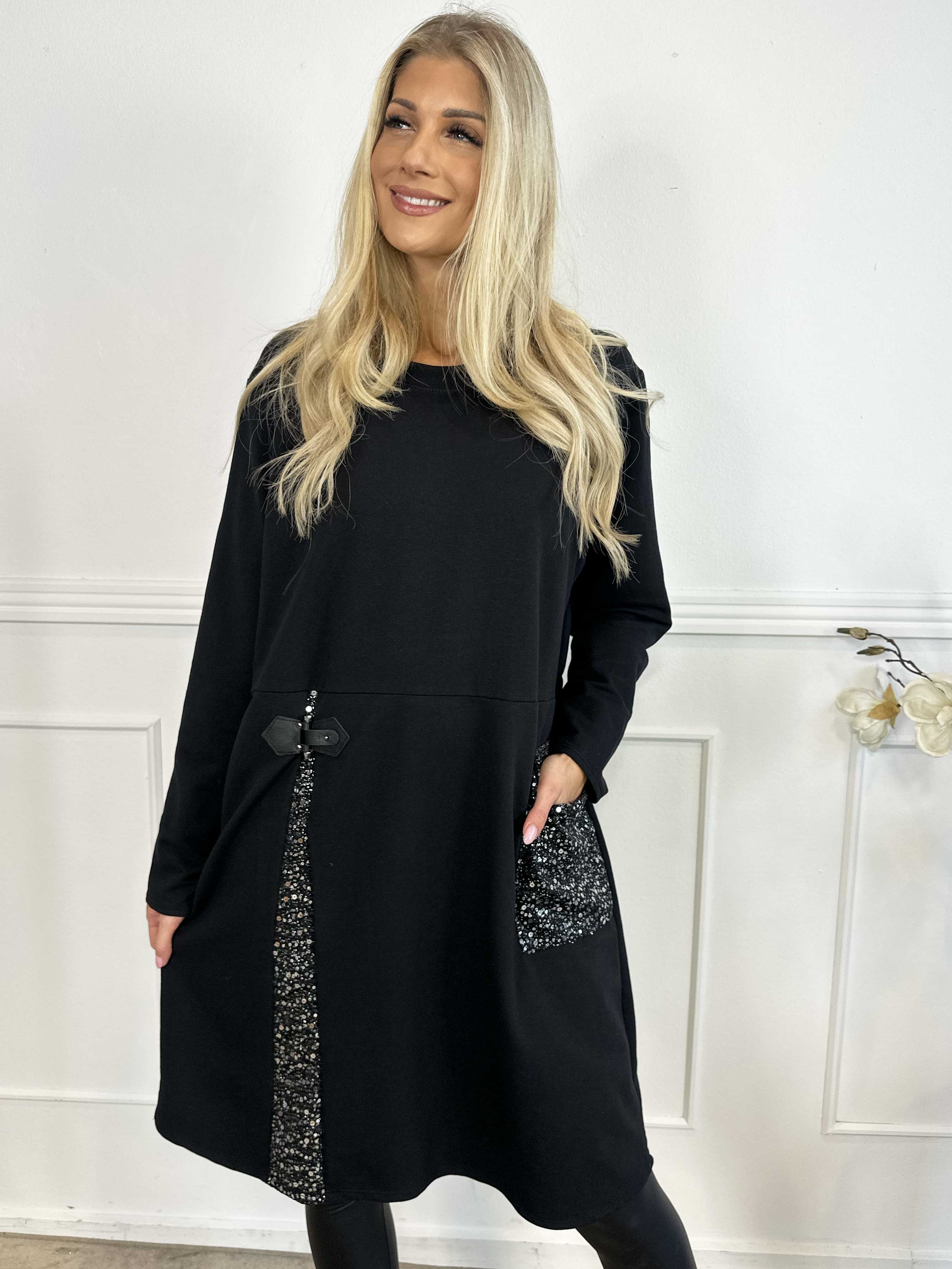 Micha - Klänning i bomull utsmyckad med paljetter